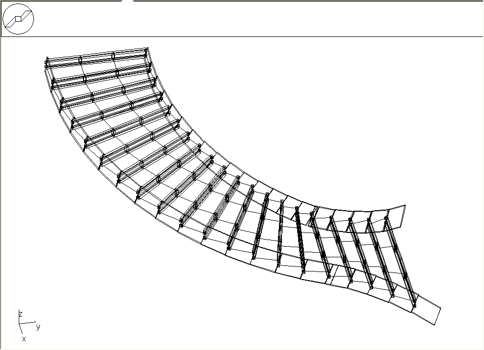 Escalier avec balancement et limon  double courbure