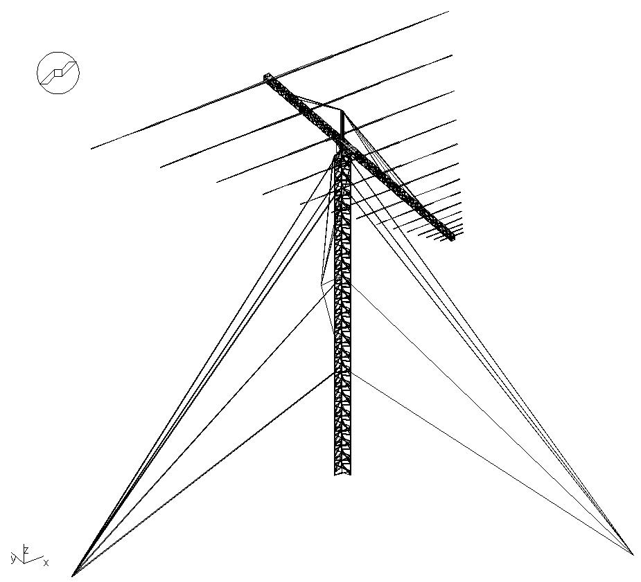 Calcul d’antenne d’envergure 36m, montée sur pivot en tête de mât haubané.